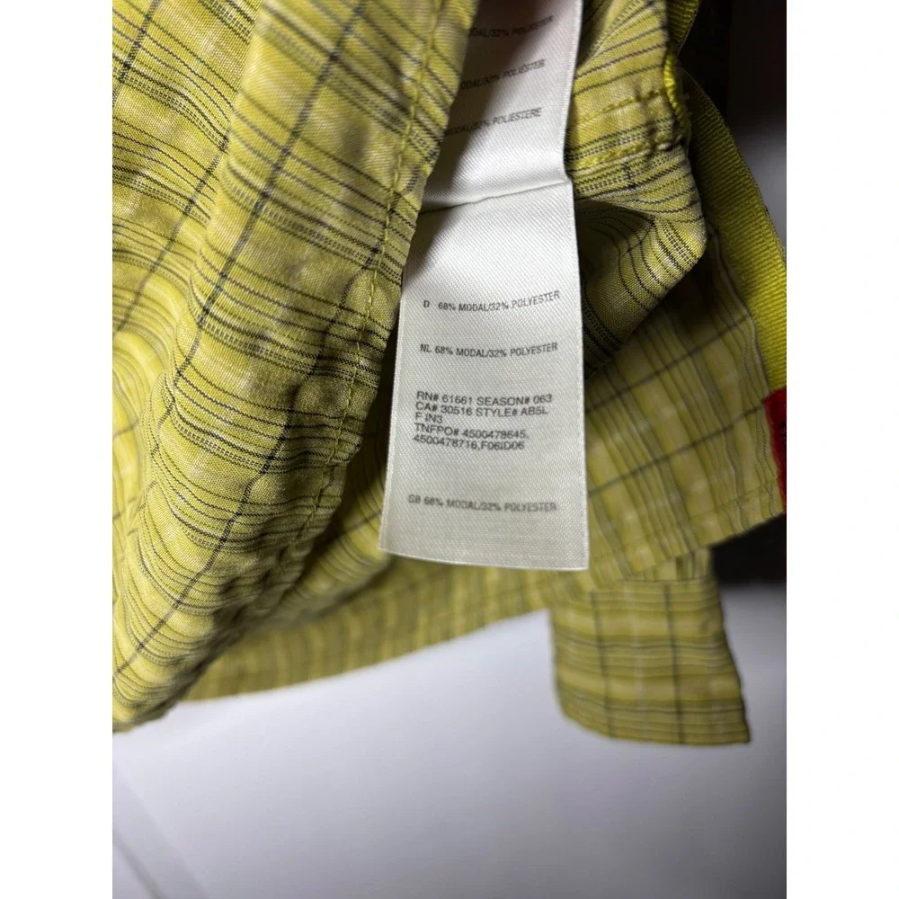 The North Face Mens Large AB5L Plaid Button Down Hiking Shirt Olive Green Long S